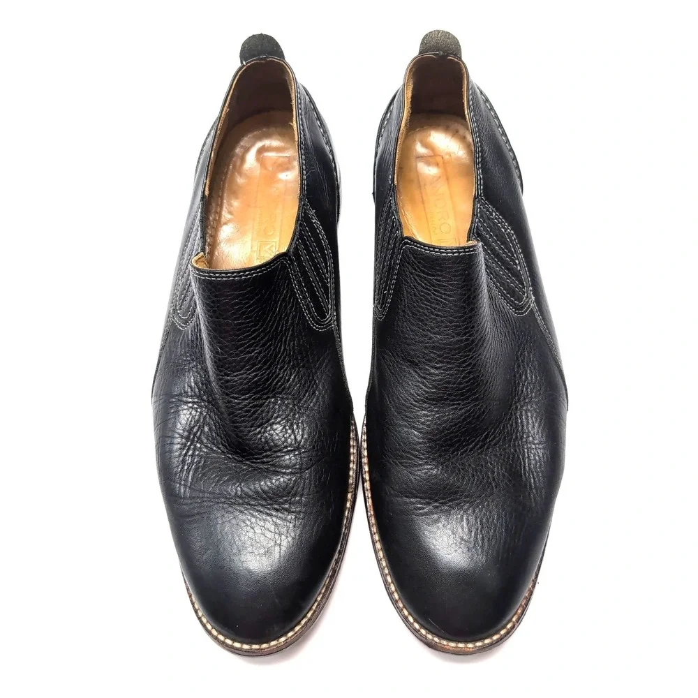 Sandro Moscoloni Leather Slip-On Low Ankle Boots Mens 10 Black‎ Comfort Shoes